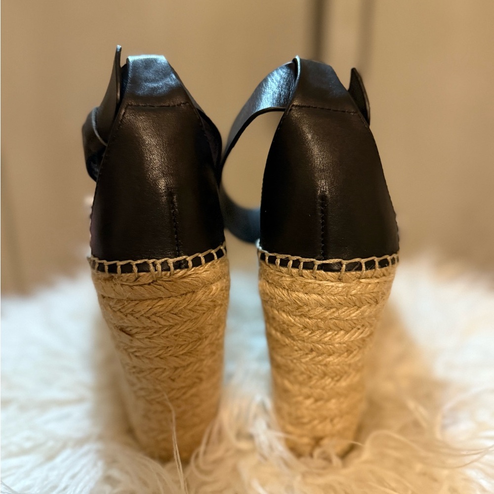 Marc Fisher Black White Wedge platform Sandals - Picture 4 of 7